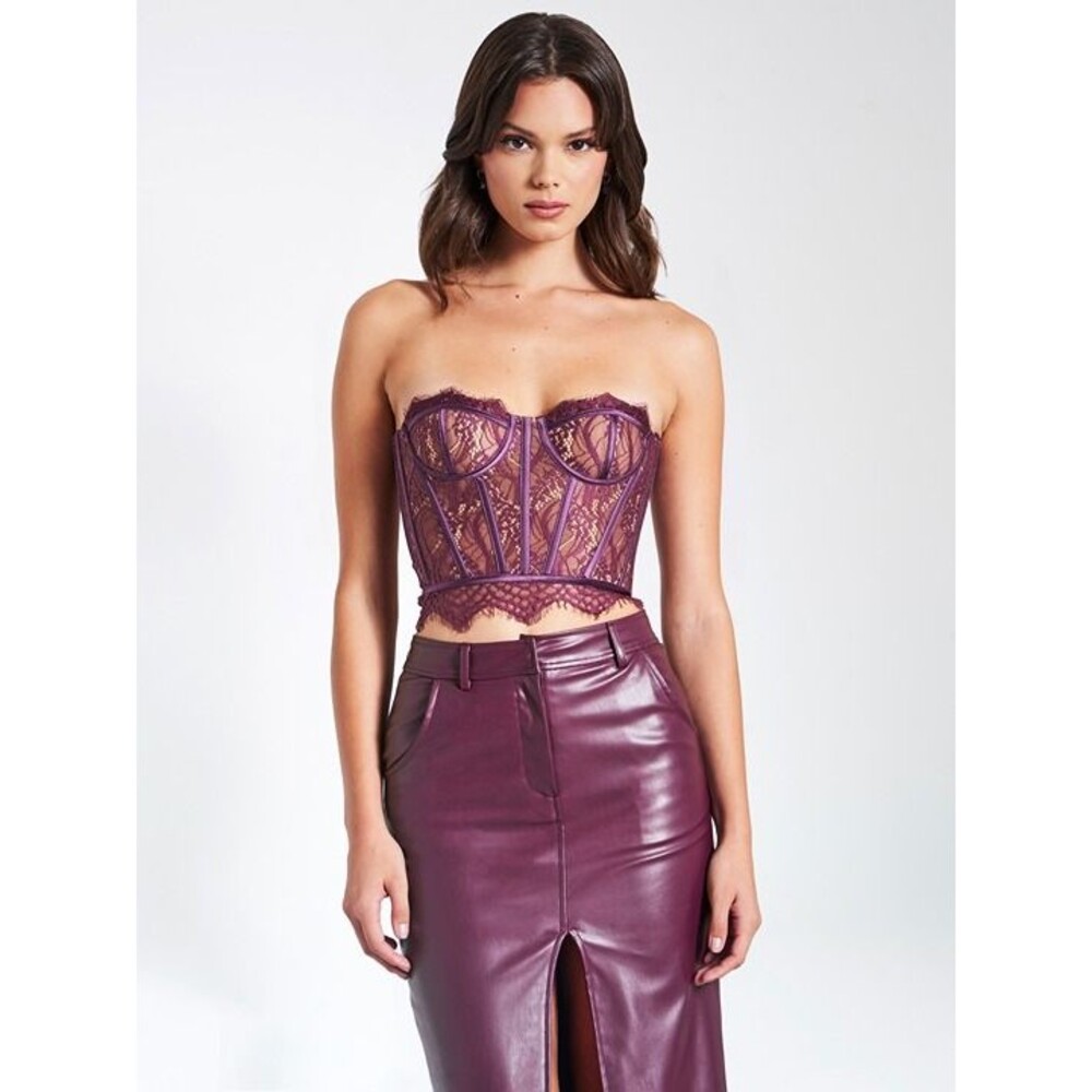 Purple Lace Corset Bustier Top
